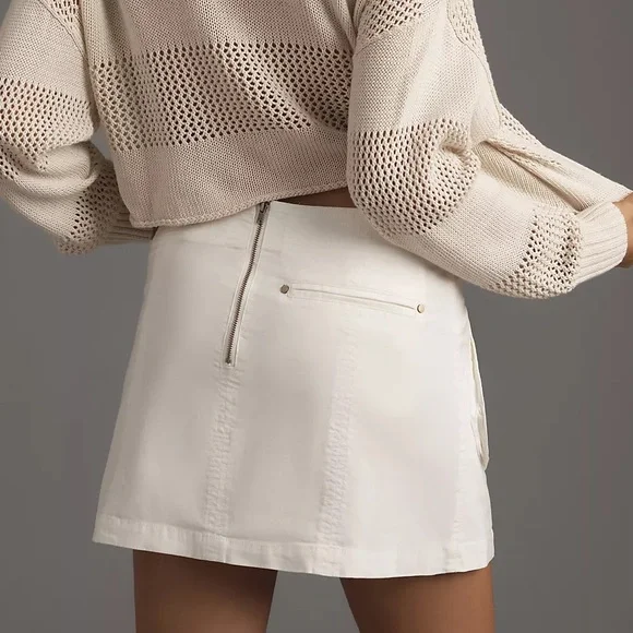 ANTHRO Utility Mini Skirt white 12 NWT - Picture 2 of 9